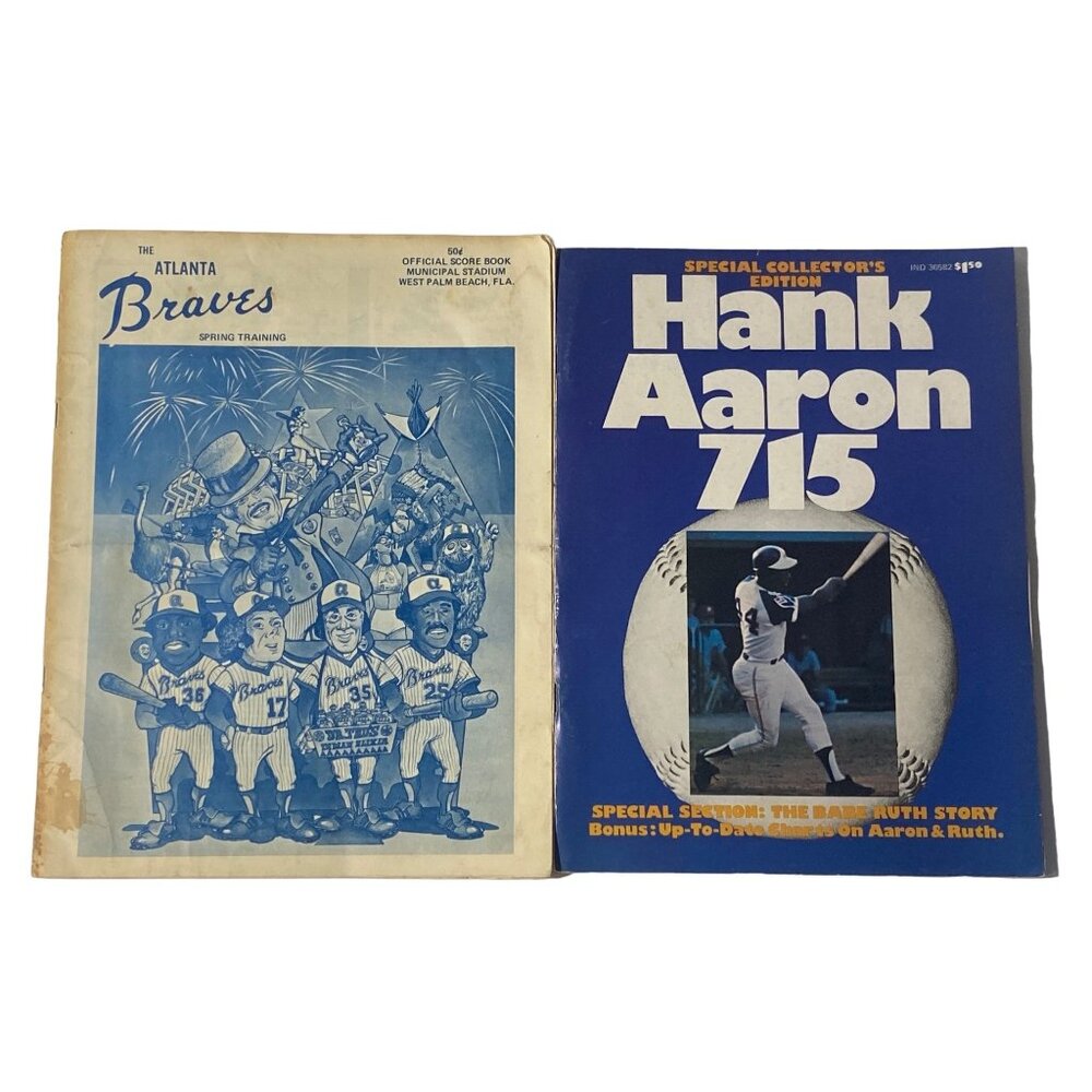 Lot of 2 Baseball Magazine ATLANTA BRAVES Spring Training 1977  HANK AARON 715